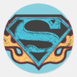Supergirl Blue Logo with Flames Sticker