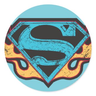 Supergirl Blue Logo with Flames Sticker