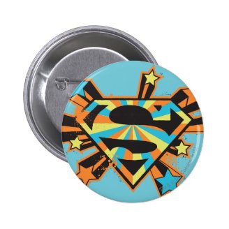 Supergirl Colorful Stars Logo Button