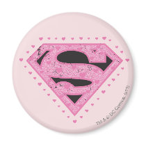 Supergirl Distressed Logo Black and Pink Refrigerator Magnets
