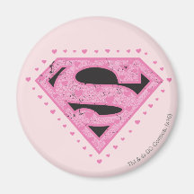 Supergirl Distressed Logo Black and Pink Refrigerator Magnets