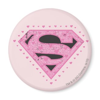 Supergirl Distressed Logo Black and Pink Refrigerator Magnets