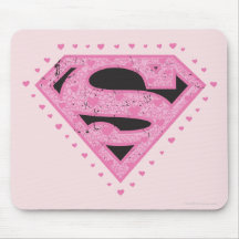 Supergirl Distressed Logo Black and Pink Mouse Pad