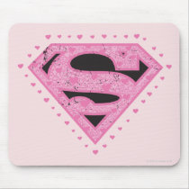 Supergirl Distressed Logo Black and Pink Mouse Pad