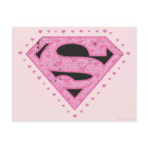 Supergirl Distressed Logo Black and Pink Postcards