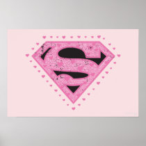 Supergirl Distressed Logo Black and Pink Print