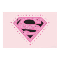 Supergirl Distressed Logo Black and Pink Print