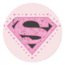 Supergirl Distressed Logo Black and Pink Round Stickers