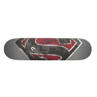 Supergirl Distressed Logo Black and Red Skate Deck
