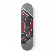 Supergirl Distressed Logo Black and Red Skate Deck