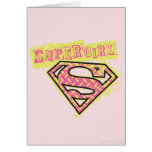 Supergirl Grunge Logo Pink Greeting Cards