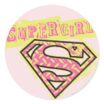 Supergirl Grunge Logo Pink Round Stickers