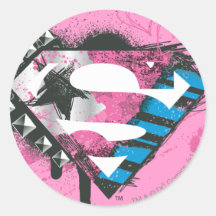 Supergirl Hearts Logo Round Stickers