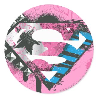 Supergirl Hearts Logo Round Stickers