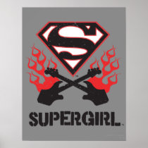 Supergirl Logo Black Flaming Guitars Print