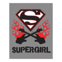 Supergirl Logo Black Flaming Guitars Print
