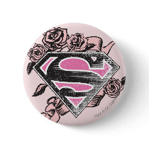 Supergirl Logo with Roses Button