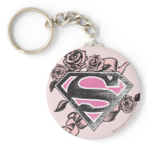 Supergirl Logo with Roses Keychains