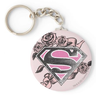 Supergirl Logo with Roses Keychains