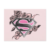 Supergirl Logo with Roses Postcard
