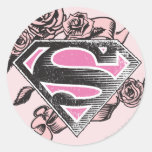 Supergirl Logo with Roses Round Stickers