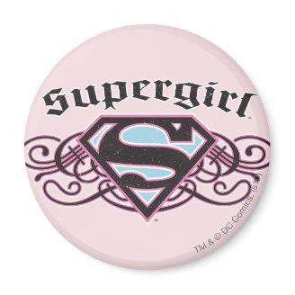Supergirl Pin Strips Black and Pink Fridge Magnets