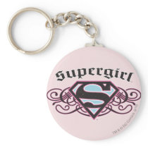 Supergirl Pin Strips Black and Pink Keychain
