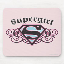 Supergirl Pin Strips Black and Pink Mouse Pad