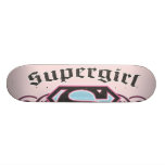 Supergirl Pin Strips Black and Pink Skate Board Deck