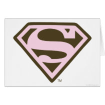 Supergirl Pink and Brown Logo Greeting Cards