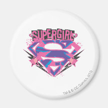 Supergirl Pink and Purple Grunge Logo Refrigerator Magnets