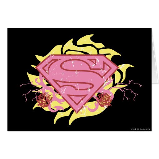 Supergirl Pink Flowers Card