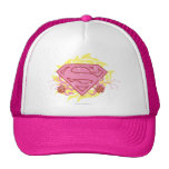 Supergirl Pink Flowers Mesh Hat