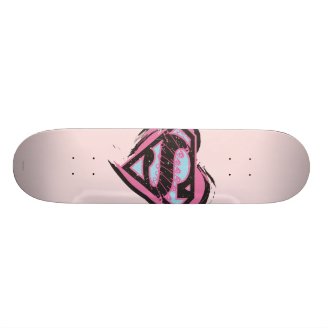 Supergirl Pink Logo in Heart Custom Skate Board