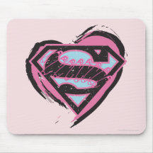 Supergirl Pink Logo in Heart Mouse Pad
