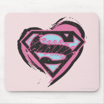 Supergirl Pink Logo in Heart Mouse Pad
