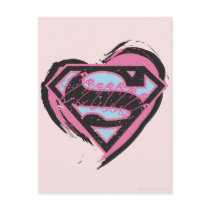 Supergirl Pink Logo in Heart Postcards