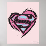 Supergirl Pink Logo in Heart posters