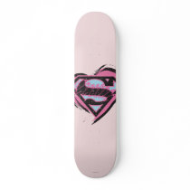 Supergirl Pink Logo in Heart Custom Skate Board