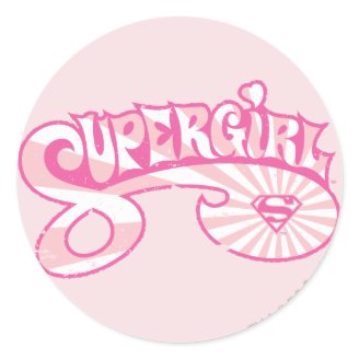 Supergirl Pink Logo Star Burst Stickers