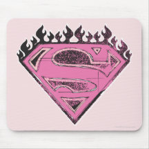 Supergirl Pink Logo with Flames Mouse Pads