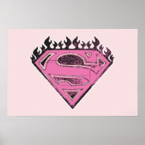 Supergirl Pink Logo with Flames Posters