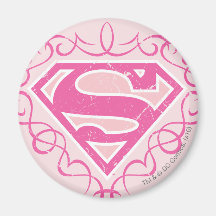 Supergirl Pink Stripes Fridge Magnet