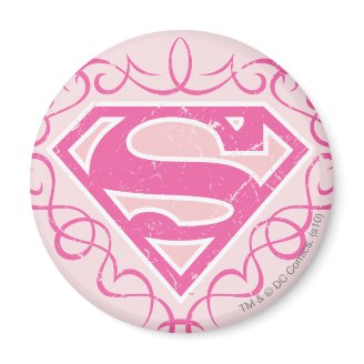 Supergirl Pink Stripes Fridge Magnet