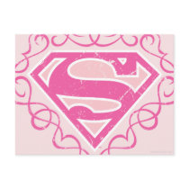 Supergirl Pink Stripes Postcard
