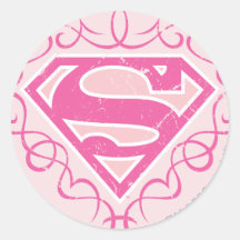 Supergirl Pink Stripes Stickers