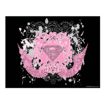 Supergirl Pink Winged Design Postcards