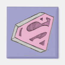 Supergirl Sketched Pink Logo Refrigerator Magnet