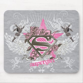 Supergirl Star and Roses Mousepad