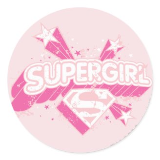 Supergirl Stars and Logo Round Stickers